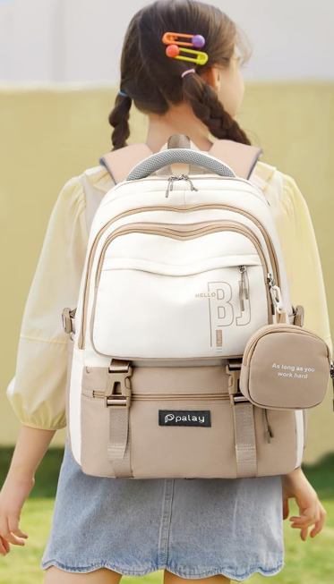 palay® backpack bags for women with small zipper pouch college bag for girls, school bags for girls 13 14 years with cute accessory 18.1 inch book backpack for school, camping, travel