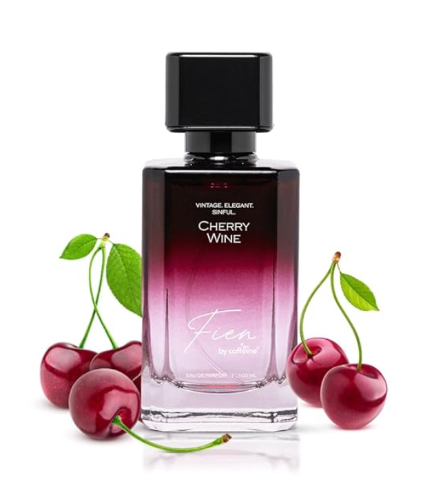 fien perfume cherry wine perfume for women | citrus sweet fragrance | 12 hrs long lasting eau de parfum with cherry, plum & amber | mcaffeine perfume | fien by mcaffeine solid perfume for women | valentine gift | premium & luxurious perfume for every occasion 100ml
