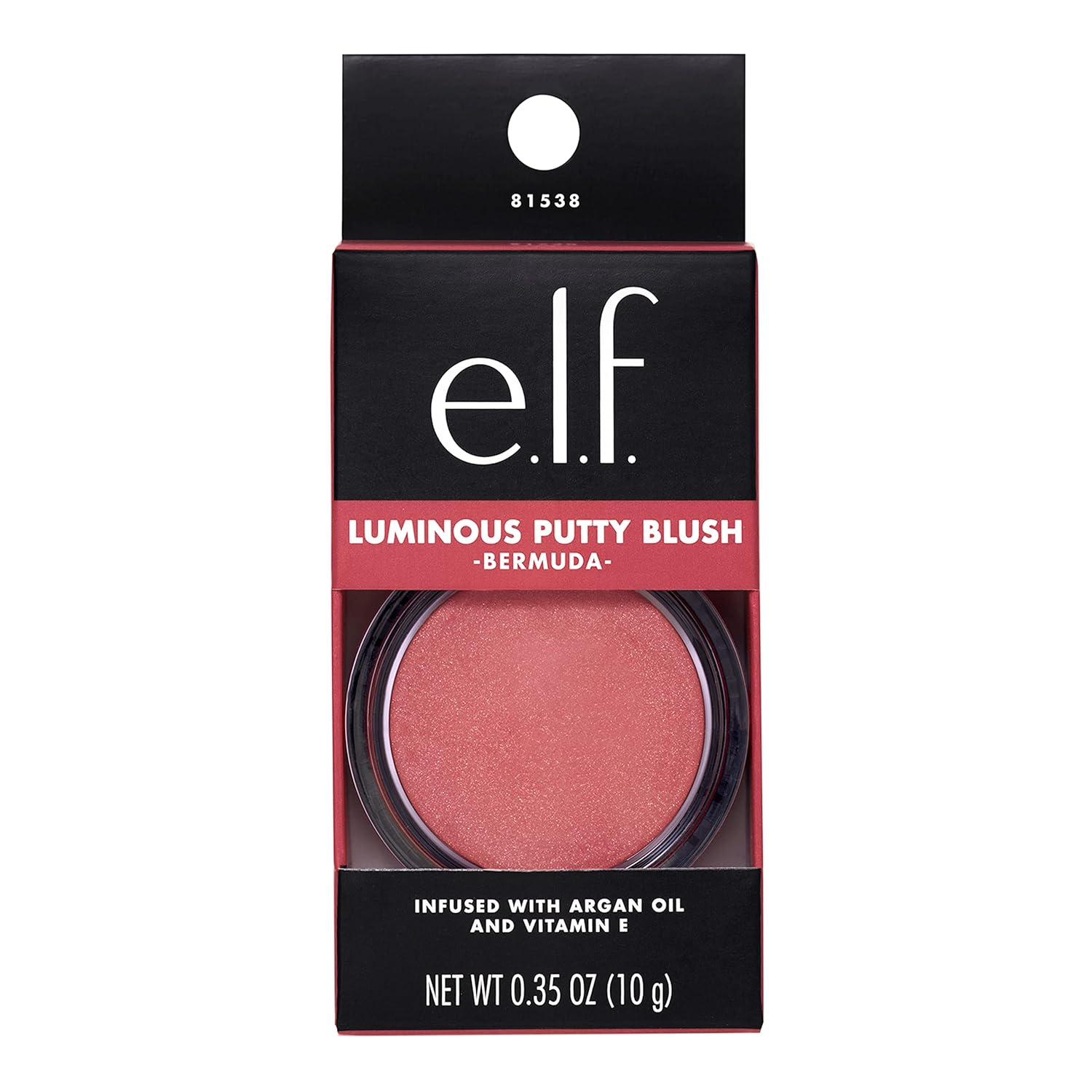 e.l.f. luminous putty blush, putty to powder, buildable blush with a subtle shimmer finish, highly pigmented & creamy, vegan & cruelty free, bermuda