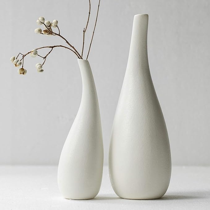 urban sense™ | ceramic wave vase modern designer flower vase for home decor unique hollow vase design ideal gift for living room, bedroom, and centerpiece (bud vase set2)
